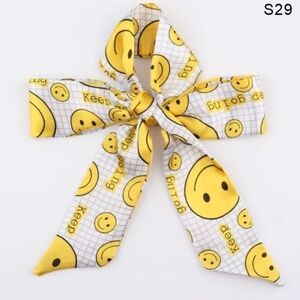 Yellow Smiley Face Bow Hair Tie for Kids